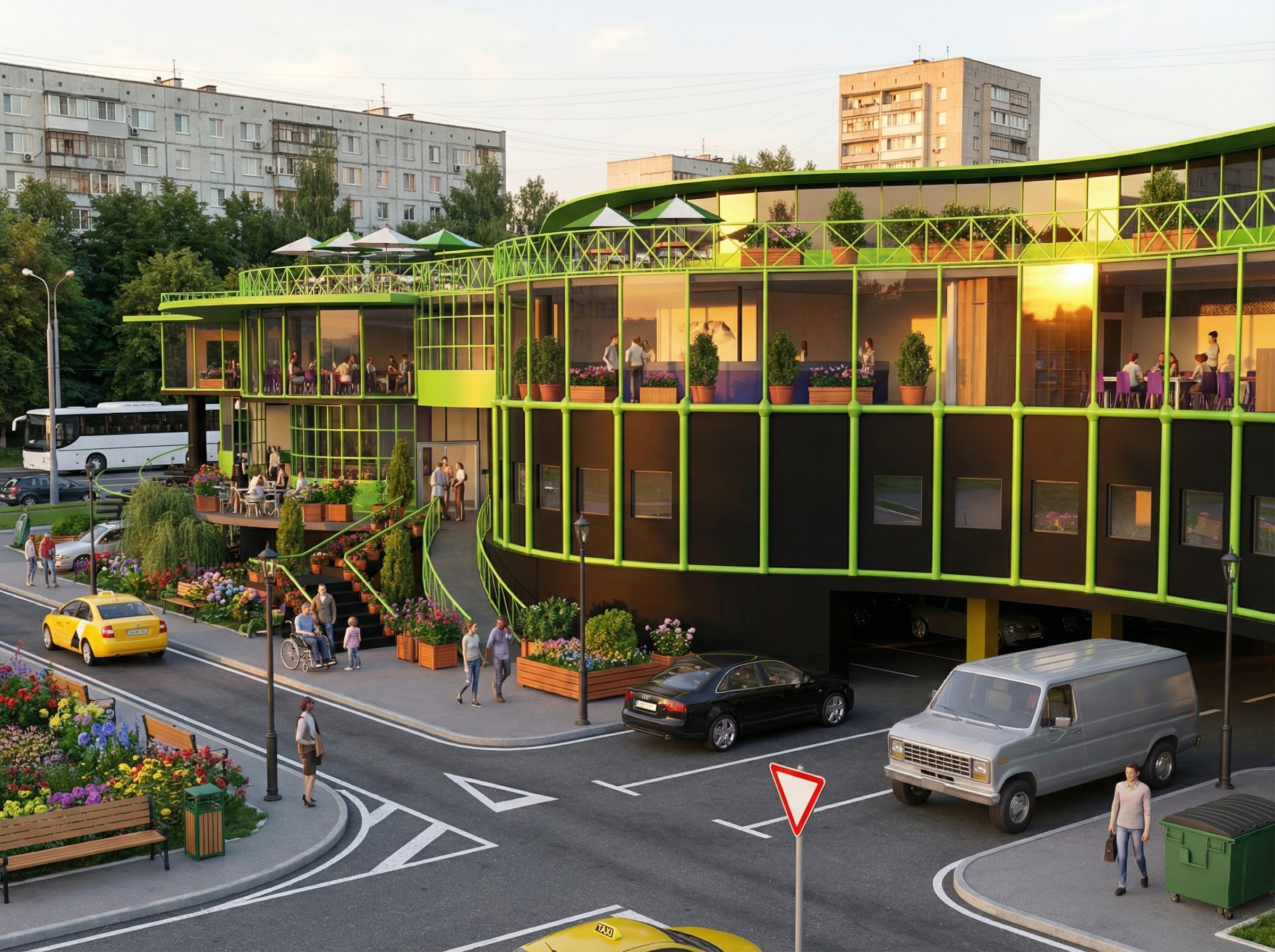 Render IA del museo-escuela: espacios colaborativos y aulas digitales